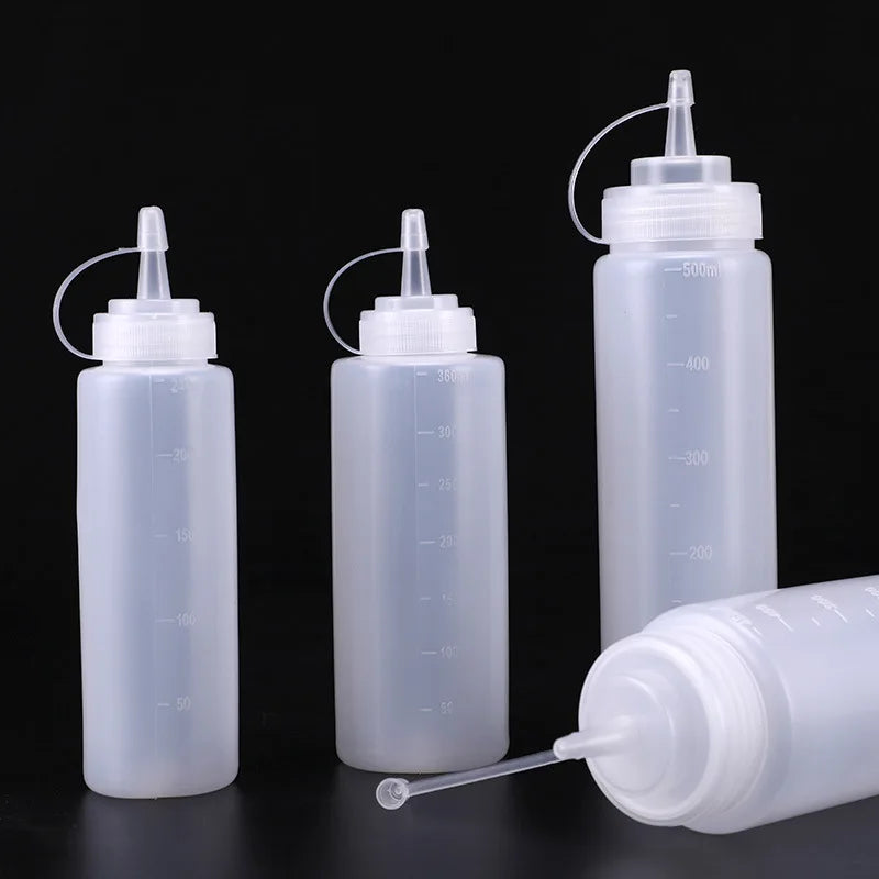 Large Squeeze Condiment Bottles with Nozzles