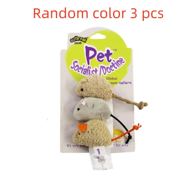 3Pcs New Plush Simulation Mouse Cat Toy